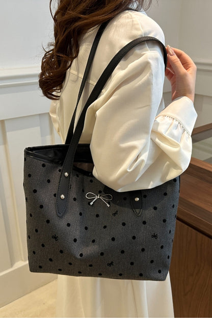 Bow Trim Polyester Tote Bag - Handbag - FITGGINS