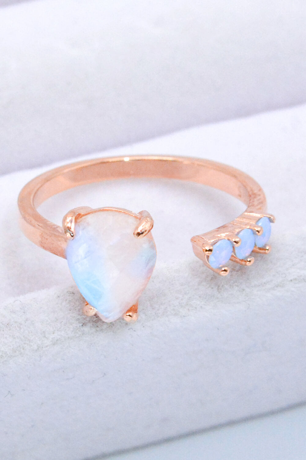 18K Rose Gold-Plated Moonstone Open Ring - Rings - FITGGINS