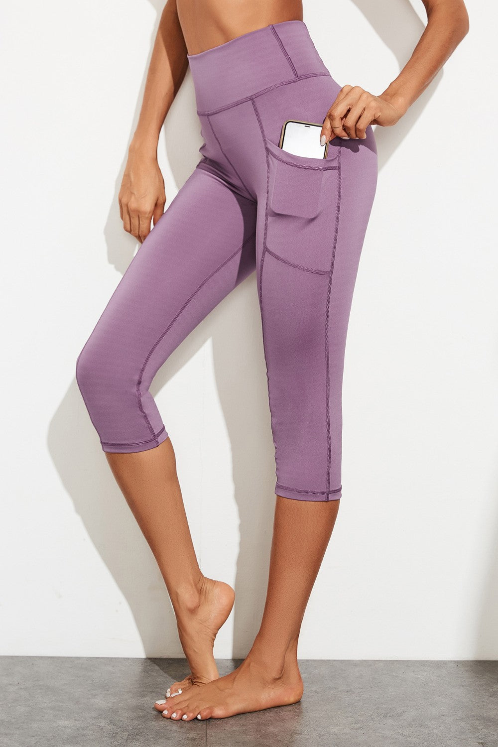 Waistband Active Leggings with Pockets - Leggings - FITGGINS