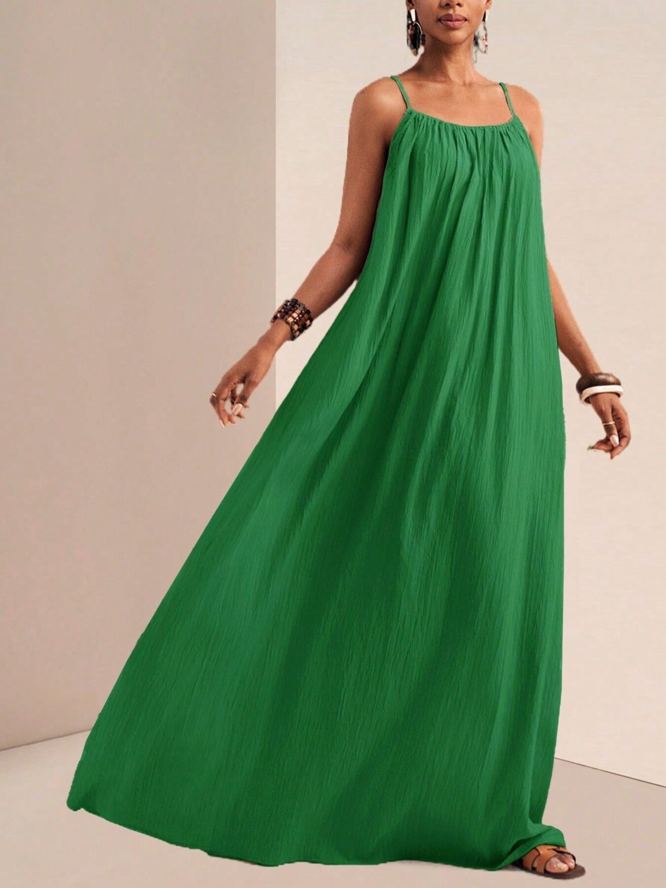 Spaghetti Strap Flowy Maxi Dress Fitggins