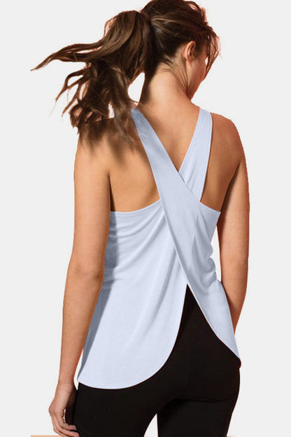 Crisscross Scoop Neck Active Tank - Crop Tops & Tank Tops - FITGGINS