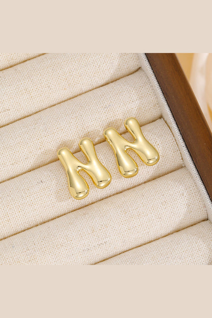 18K Gold-Plated Bubble Letter Stud Earrings - Earrings - FITGGINS