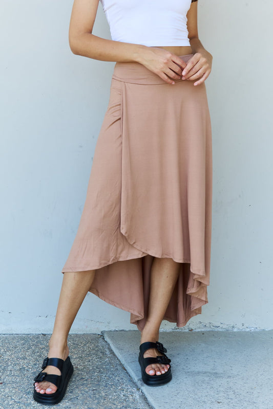 Ninexis First Choice High Waisted Flare Maxi Skirt in Camel - Skirts - FITGGINS