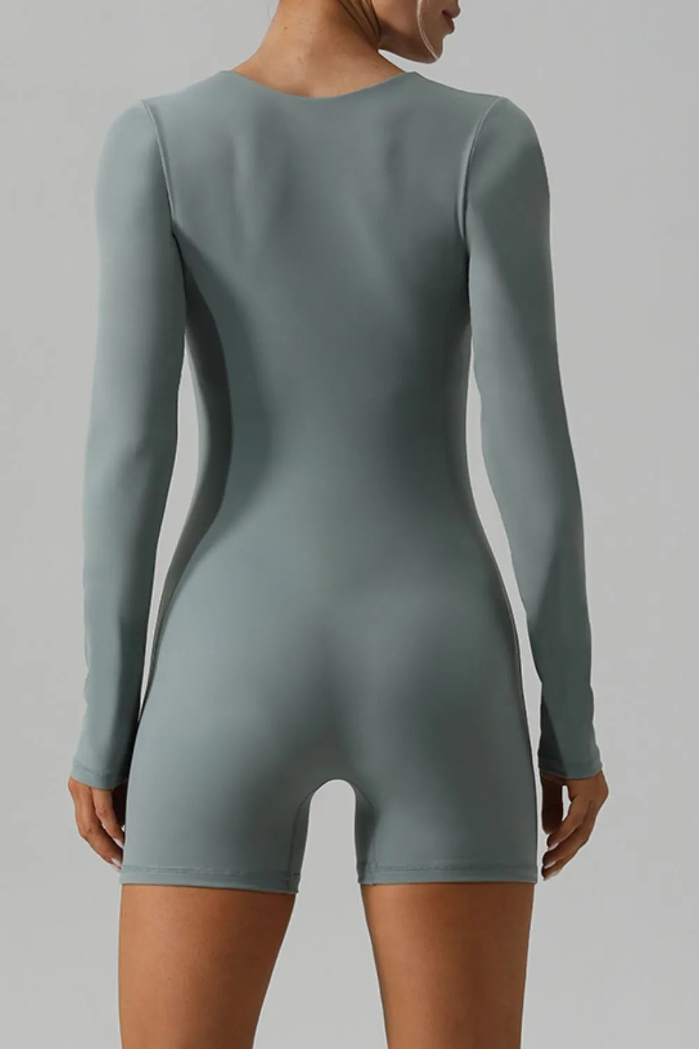 Square Neck Long Sleeve Active Romper Fitggins