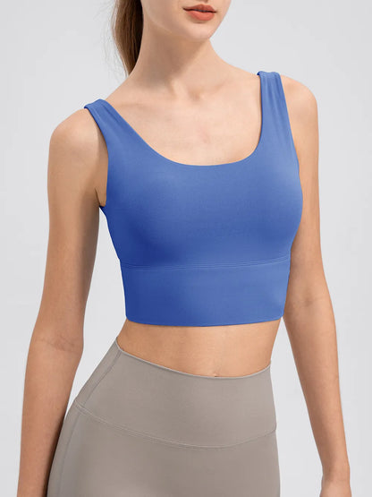 Scoop Neck Wide Strap Active Tank Blue Fitggins