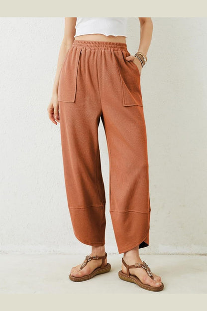 Lovelet Elastic Waist Wide Leg Pants - Pants - FITGGINS