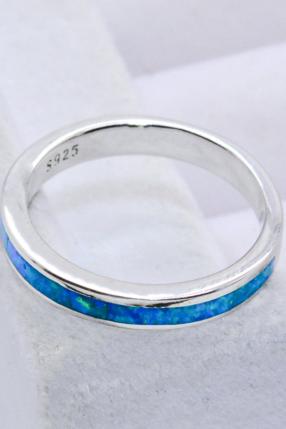 925 Sterling Silver Opal Ring in Sky Blue - Rings - FITGGINS