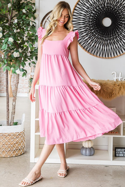 Reborn J Ruffled Sleeveless Tiered Midi Dress - Casual & Maxi Dresses - FITGGINS