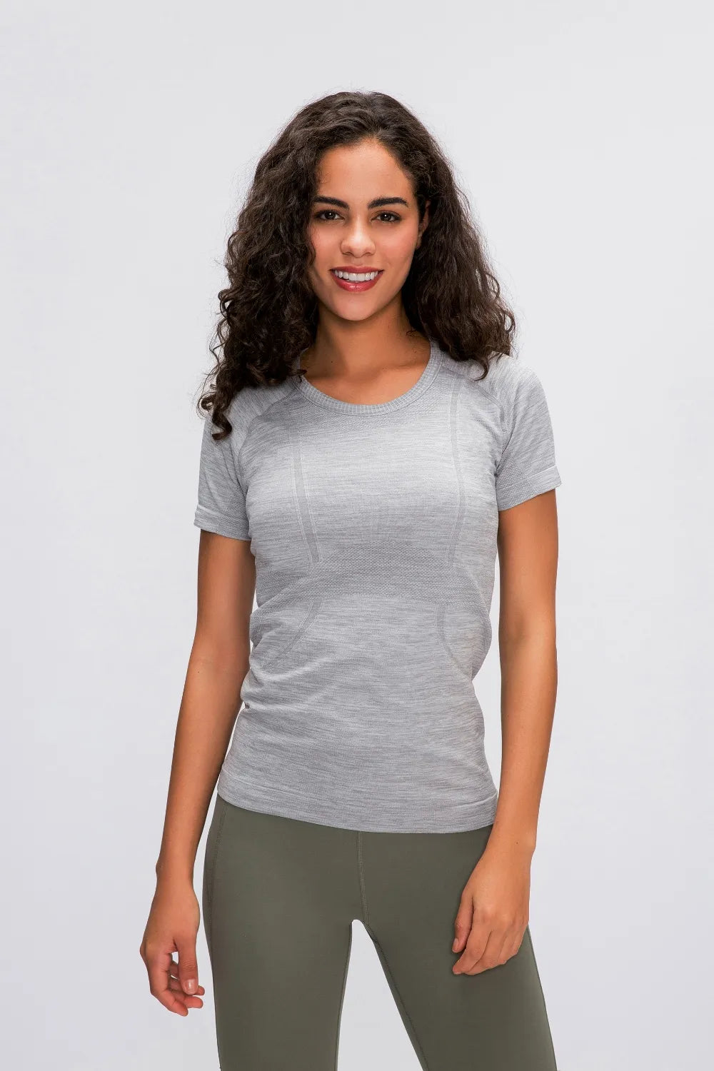 Millennia Round Neck Short Sleeve Active T-Shirt Gray Fitggins