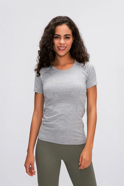 Millennia Round Neck Short Sleeve Active T-Shirt Gray Fitggins
