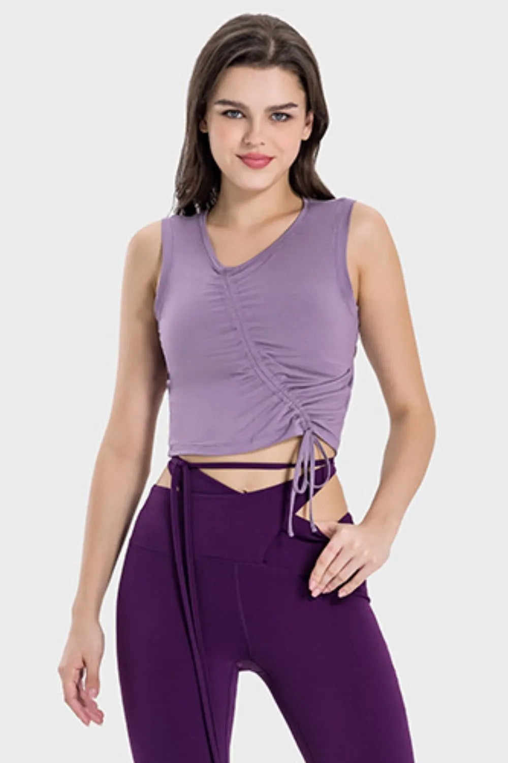 Millennia Drawstring Ruched Wide Strap Active Tank Fitggins