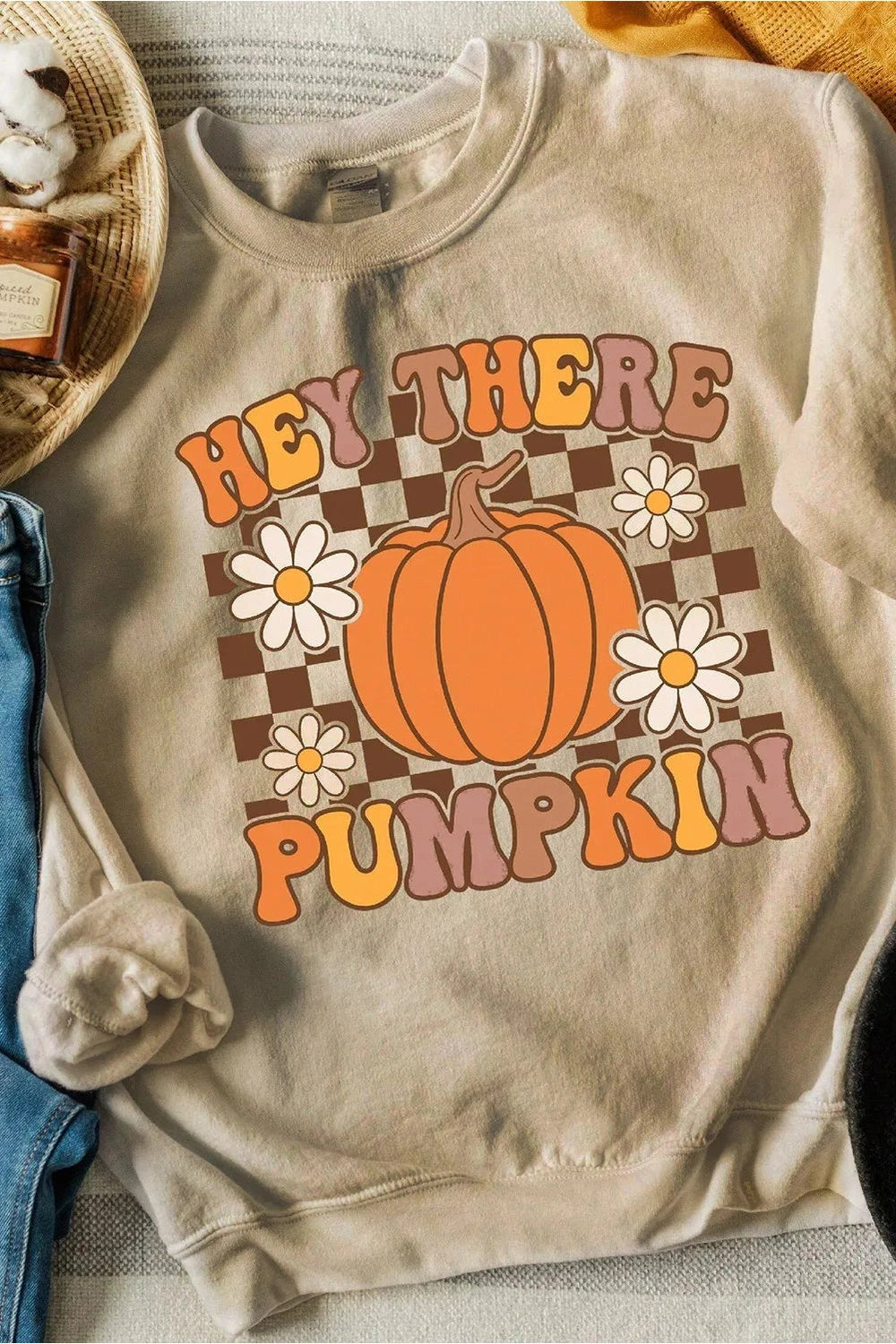 Pumpkin Graphic Long Sleeve Sweatshirt - Sweatshirts & Hoodies - FITGGINS