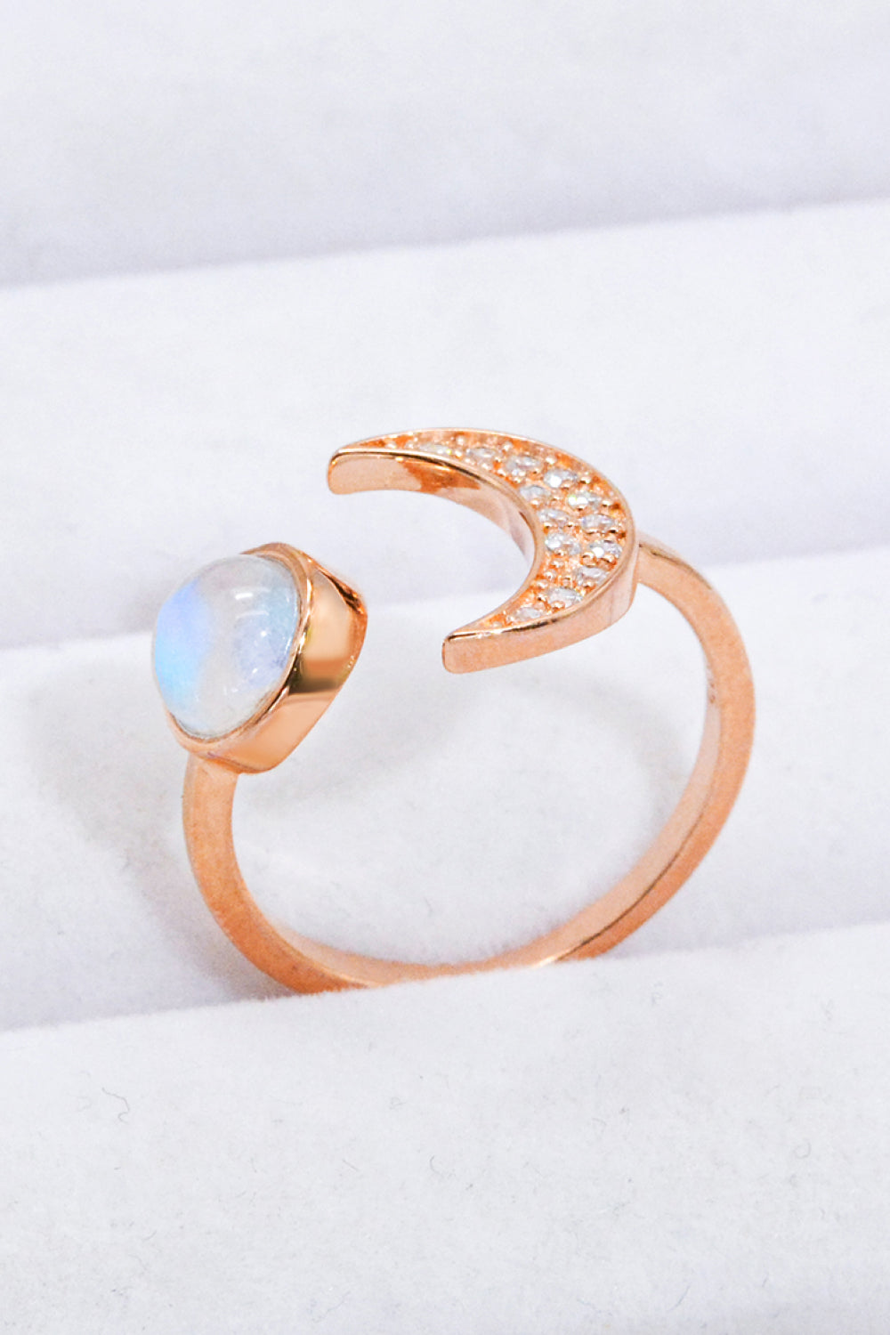 Natural Moonstone and Zircon Sun & Moon Open Ring - Rings - FITGGINS