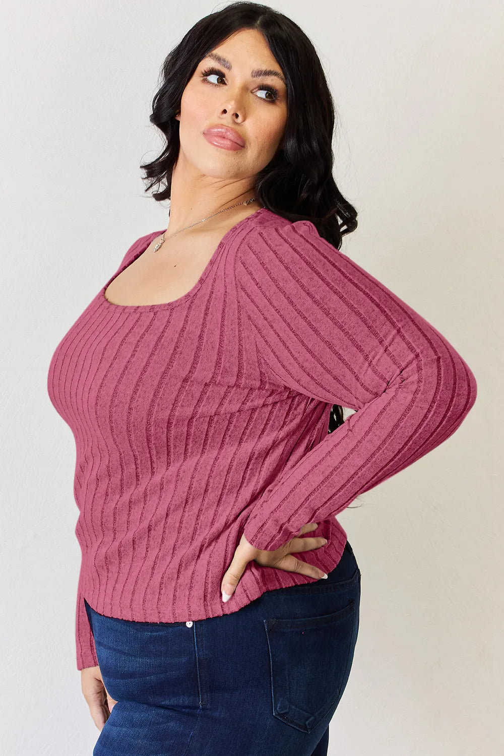 Basic Bae Full Size Ribbed Long Sleeve T-Shirt Fitggins