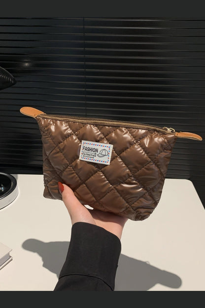 Solid Quilted Clutch with Zipper - Handbag - FITGGINS