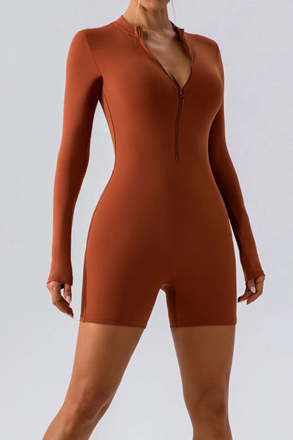 Half Zip Long Sleeve Active Romper Fitggins