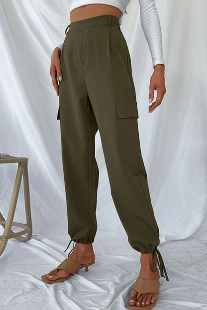 Perfee Drawstring Ankle Cargo Pants - Pants - FITGGINS