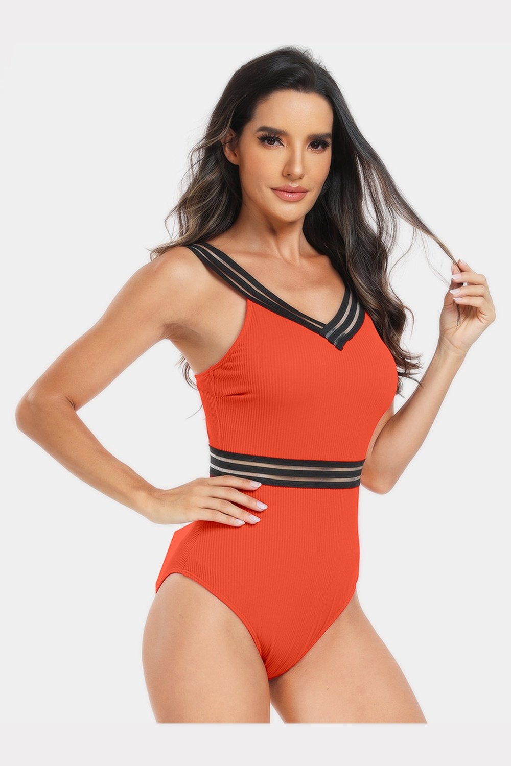 V-Neck One-Piece Swimwear - Swimwear One-Pieces - FITGGINS