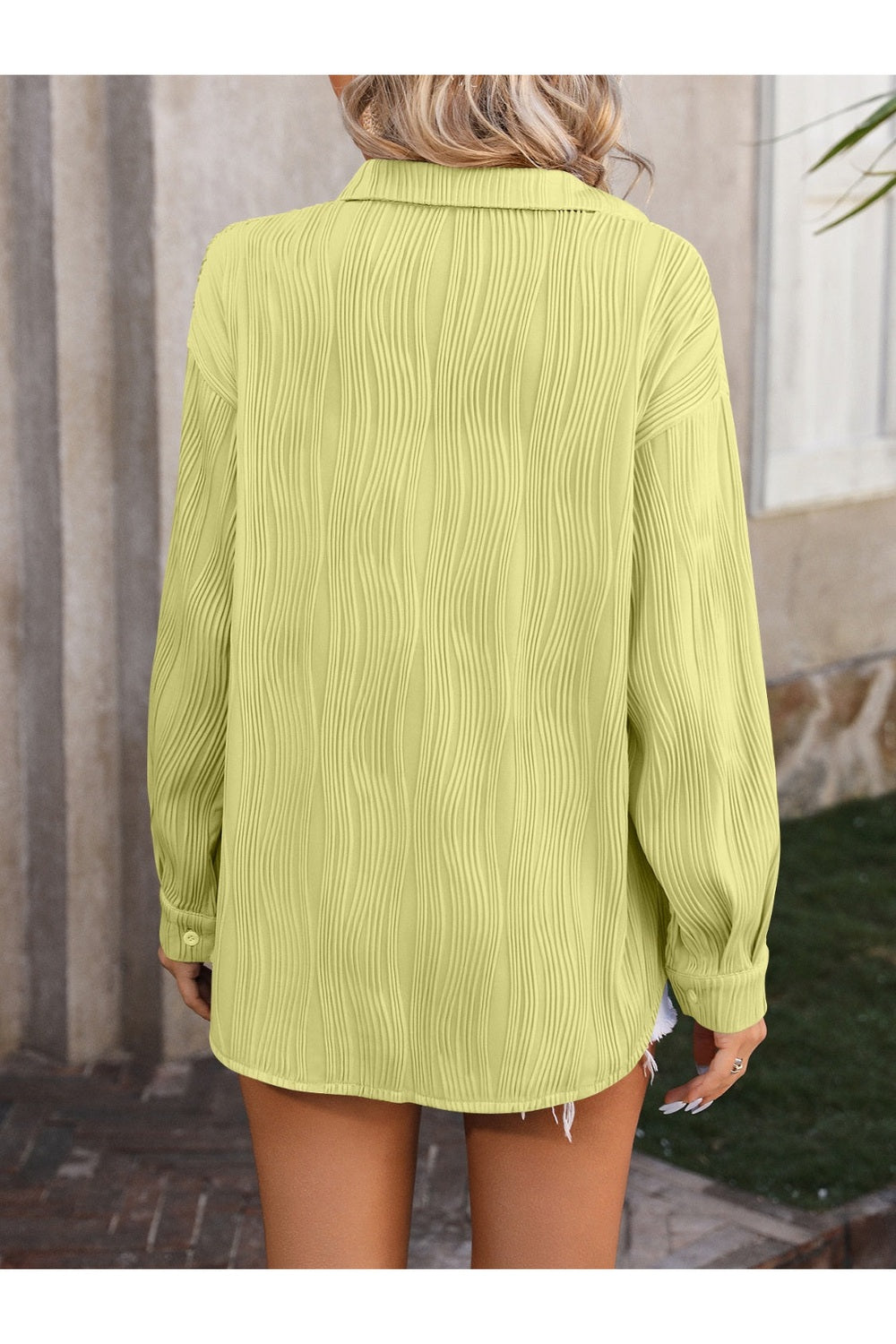 Mandy Sheer Button-Up Dropped Shoulder Shirt Fitggins