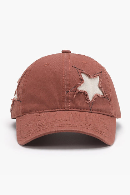 Adjustable Star Raw Hem Cap - Hats - FITGGINS