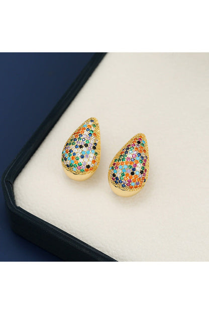 18K Gold-Plated Zircon Teardrop Earring - Earrings - FITGGINS