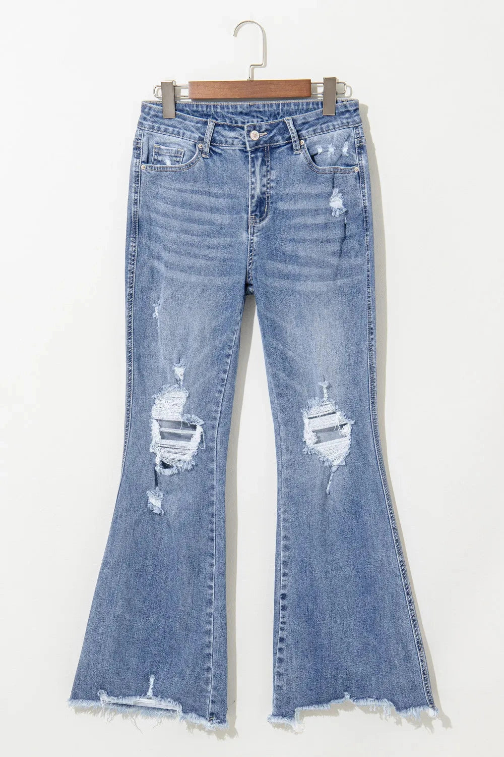 Distressed Raw Hem Bootcut Jeans - Jeans - FITGGINS