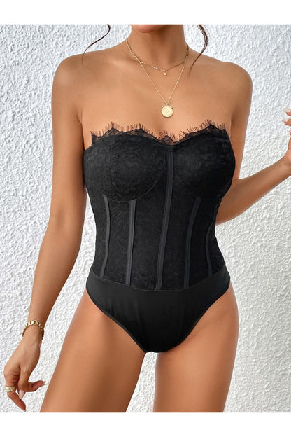 Strapless Sweetheart Neck Bodysuit - Bodysuits - FITGGINS