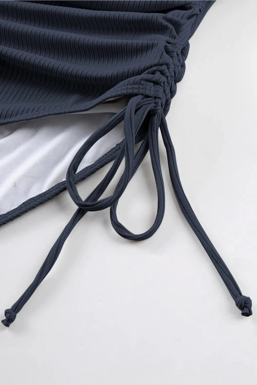 Ribbed Drawstring Sides Cutout One Piece Swimsuit Fitggins