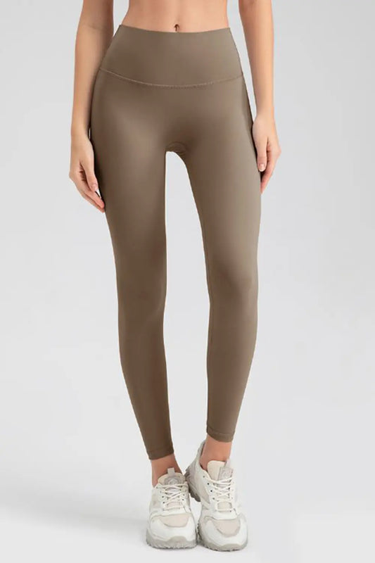 Wide Waistband Sport Leggings Camel Fitggins