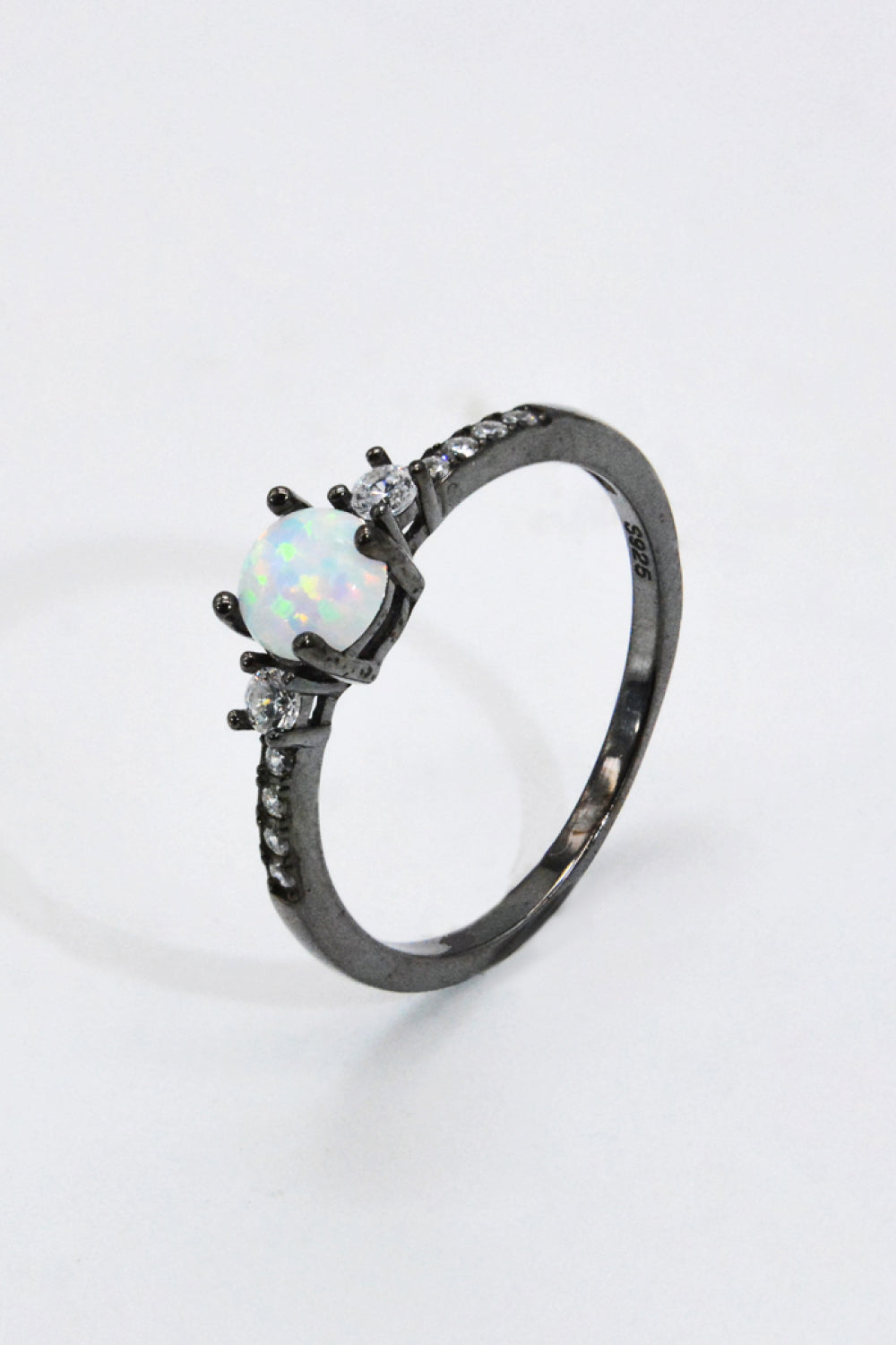 925 Sterling Silver Round Opal Ring - Rings - FITGGINS