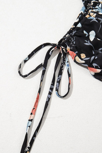 Floral Print Flounce Sleeve Midi Dress Fitggins