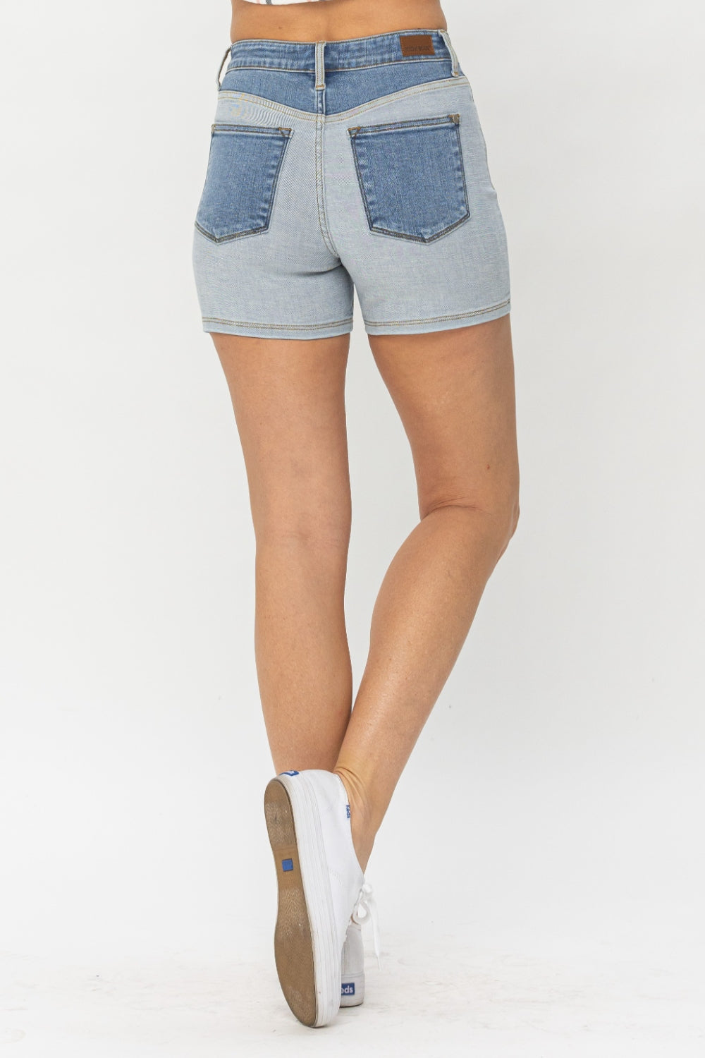 Judy Blue Full Size Color Block Denim Shorts - Denim Shorts - FITGGINS