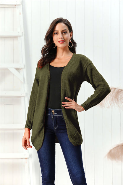 Open Front Long Sleeve Cardigan - Cardigans - FITGGINS