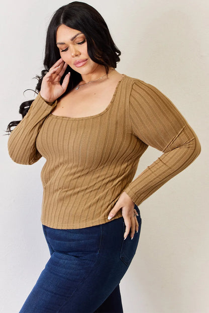 Basic Bae Full Size Ribbed Long Sleeve T-Shirt Fitggins
