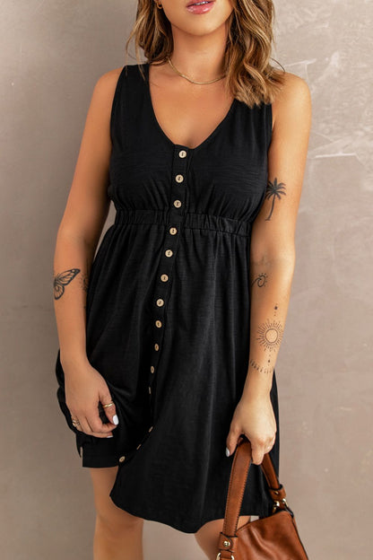 Sleeveless Button Down Mini Magic Dress Fitggins