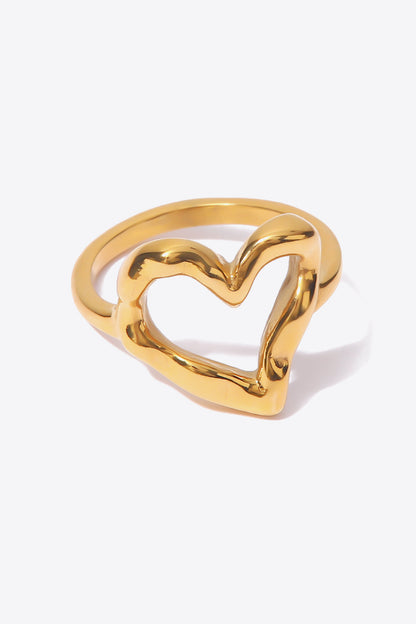 18K Gold Plated Heart-Shaped Ring - Rings - FITGGINS