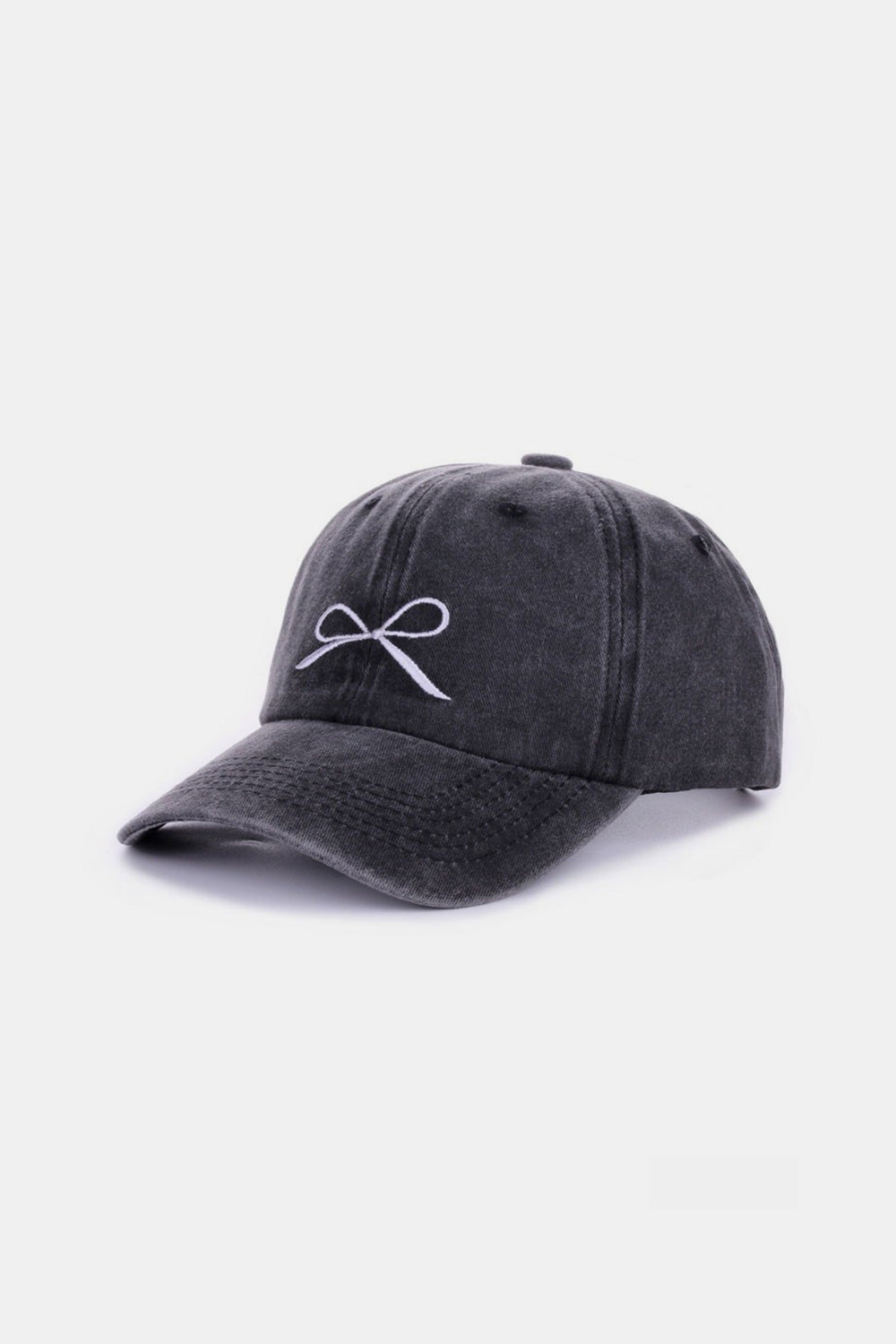 Zenana Bow Embroidered Washed Cotton Caps - Hats - FITGGINS