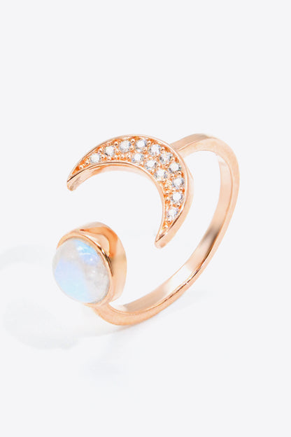 Natural Moonstone and Zircon Sun & Moon Open Ring - Rings - FITGGINS