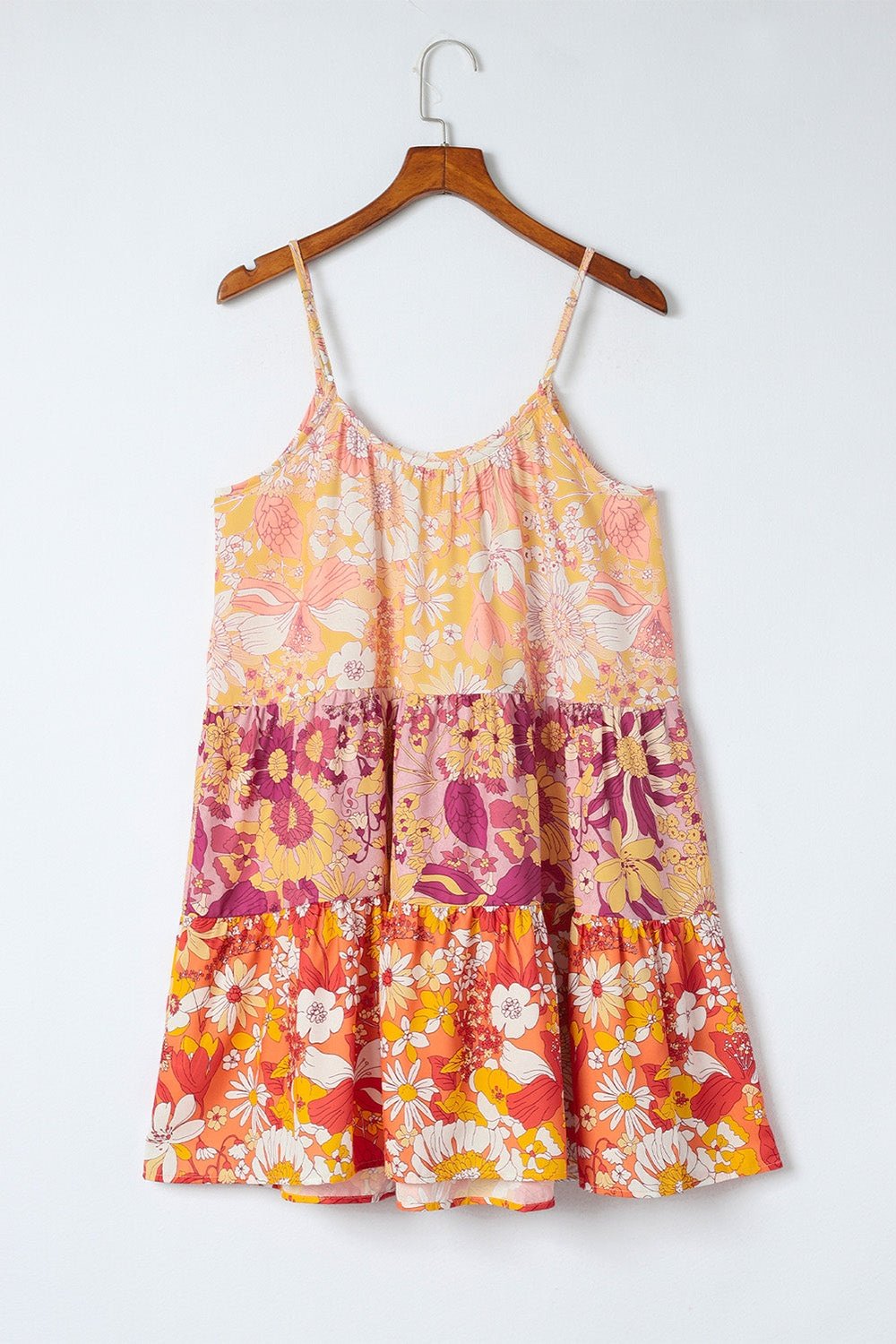 Floral Spaghetti Strap Tiered Dress - Casual & Maxi Dresses - FITGGINS