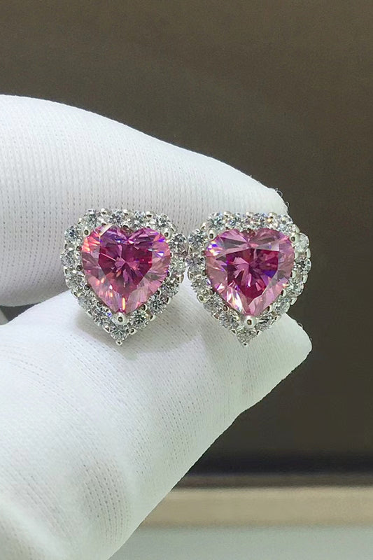 2 Carat Moissanite Heart-Shaped Earrings - Earrings - FITGGINS