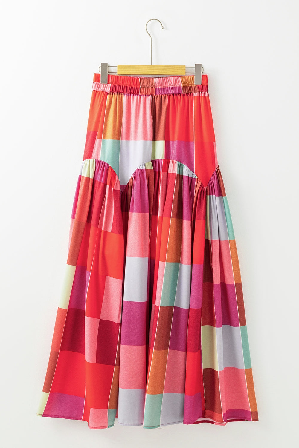 Color Block Elastic Waist Maxi Skirt - Shirts - FITGGINS