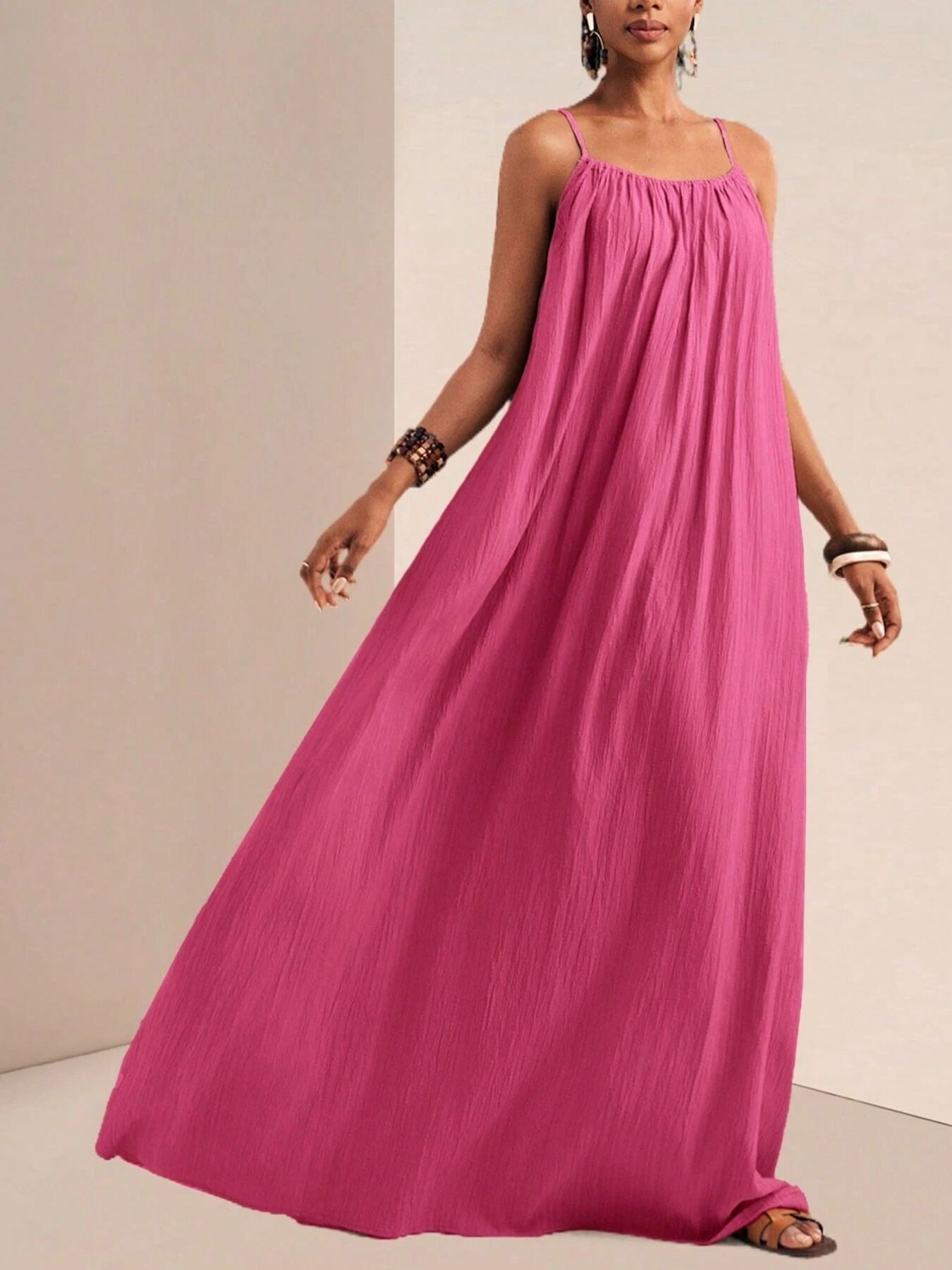 Spaghetti Strap Flowy Maxi Dress Fitggins