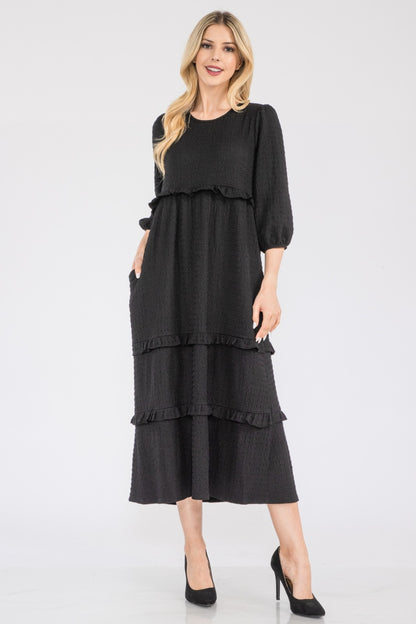 Celeste Full Size Tiered-Ruffle Midi Dress - Casual & Maxi Dresses - FITGGINS