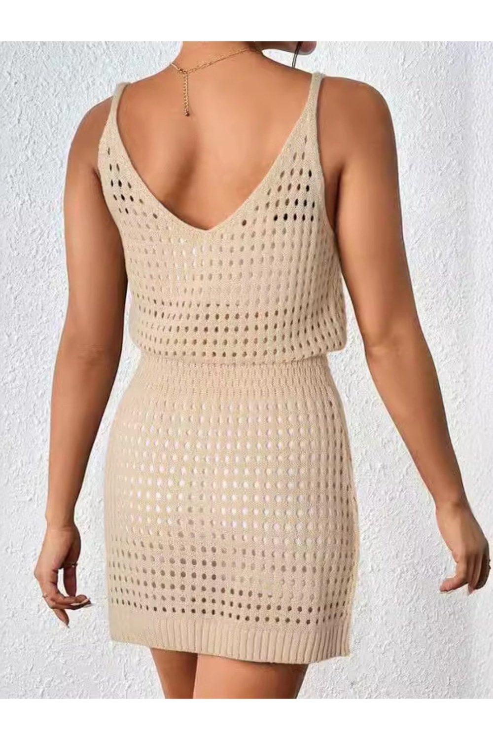 Openwork V-Neck Sleeveless Cover Up Dress - Cover-Ups - FITGGINS