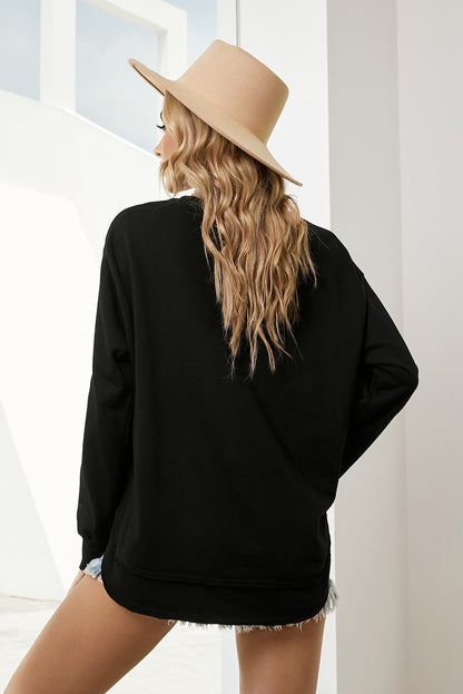 Side Slit Drop Shoulder Sweatshirt Fitggins