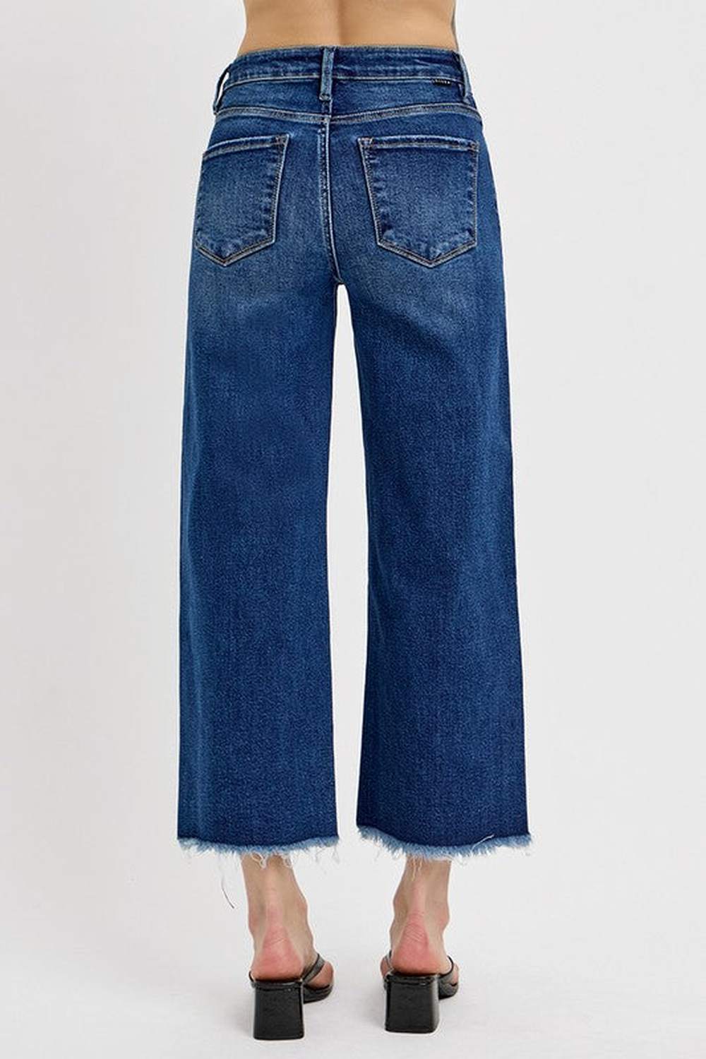 RISEN Raw Hem Wide Leg Attached Buckle Jeans - Jeans - FITGGINS