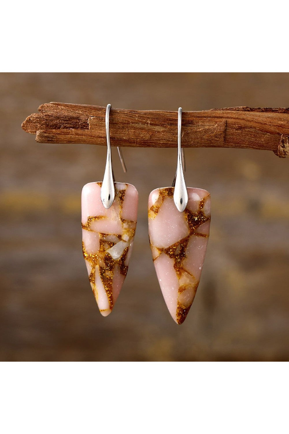 Natural Stone Geometric Shape Earrings - Earrings - FITGGINS