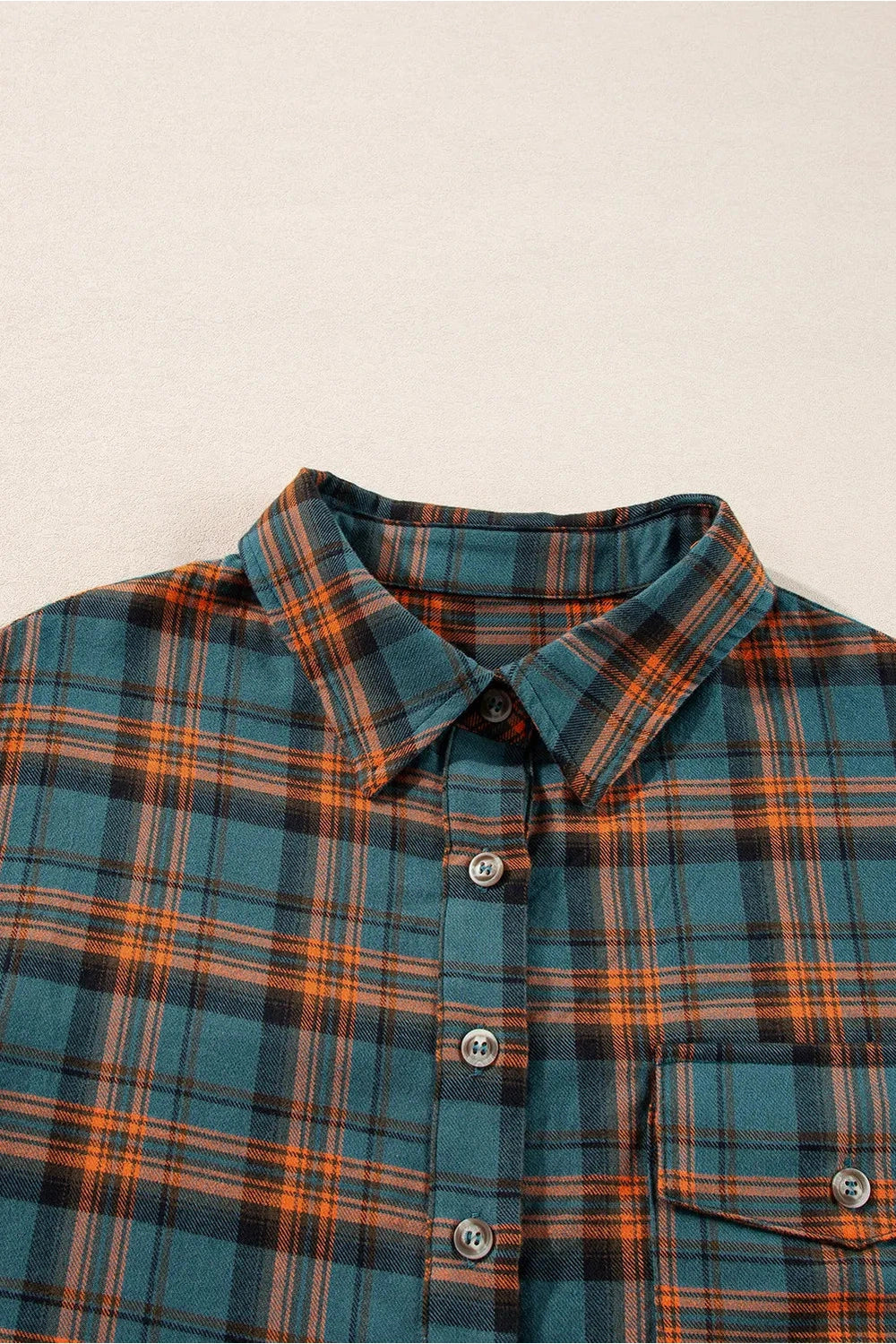 Plaid Collared Neck Long Sleeve Shirt - Shirts - FITGGINS