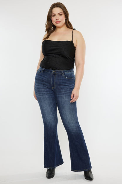 Kancan Full Size Mid Rise Slim Flare Jeans - Jeans - FITGGINS