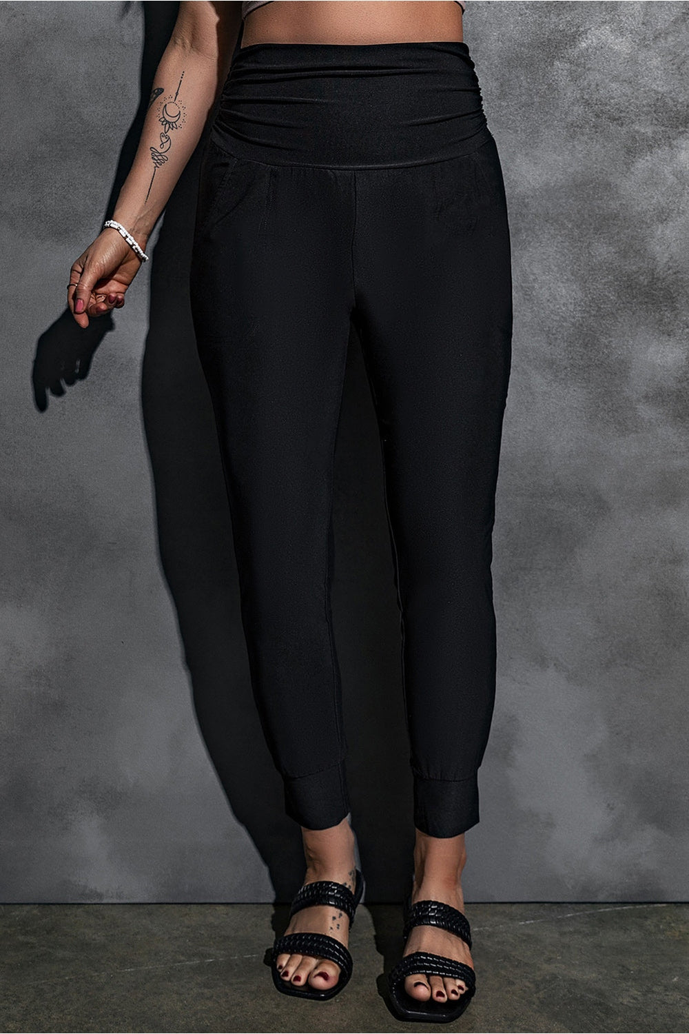 High-Rise Wide Waistband Joggers - Pants - FITGGINS